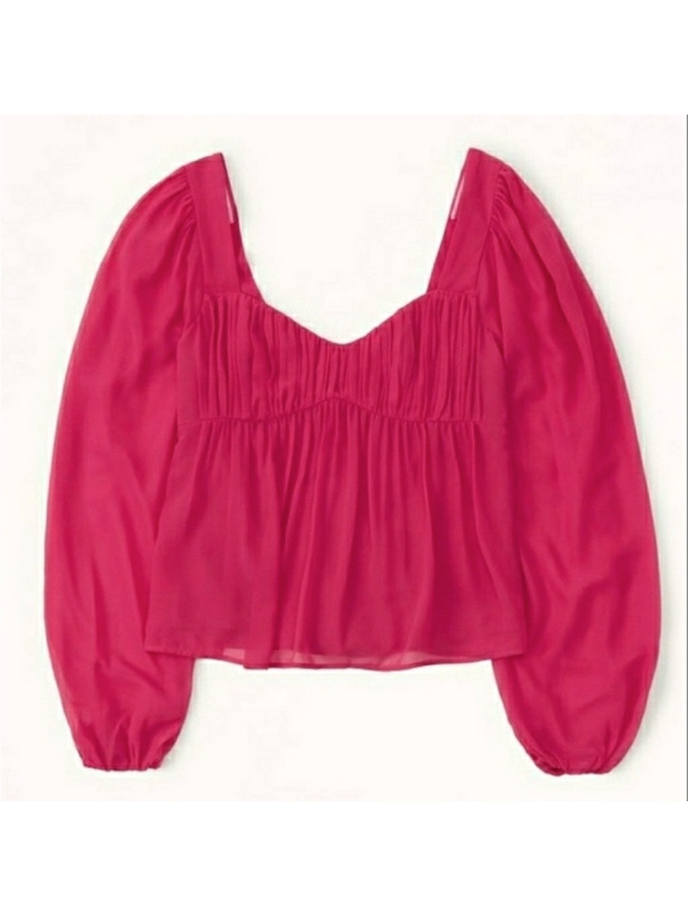 Abercrombie & Fitch pink Long Sleeve Sheer Puff Sleeve Top